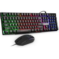 [아마존 핫딜] Mafiti Gaming Keyboard and Mouse Set, Rainbow Backlit Mechanical Feel Keyboard Colorful Breathing Backlit Gaming Mouse for Working or Gaming