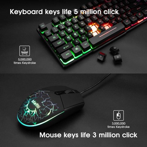  [아마존 핫딜] Mafiti Gaming Keyboard and Mouse Set, Rainbow Backlit Mechanical Feel Keyboard Colorful Breathing Backlit Gaming Mouse for Working or Gaming