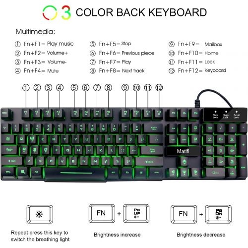  mafiti RK100 3 Color LED Backlit Gaming Keyboard USB Wired Multimedia Mechanical Feel Keyboard for Primer Gaming Office