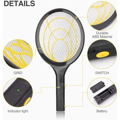  mafiti Electric Fly Swatter, Fly Killer Bug Zapper Racket for Indoor and Outdoor Pest Control, 2AA Batteries not Included