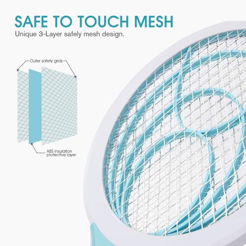  mafiti Electric Fly Swatter Fly Killer Bug Zapper Racket for Indoor and Outdoor 2AA Batteries not Included (2, Blue)