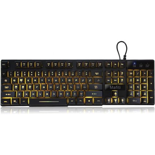  [아마존베스트]Mafiti RK100 3 Color LED Backlit Gaming Keyboard USB Wired Multimedia Mechanical Feel Keyboard for Primer Gaming Office