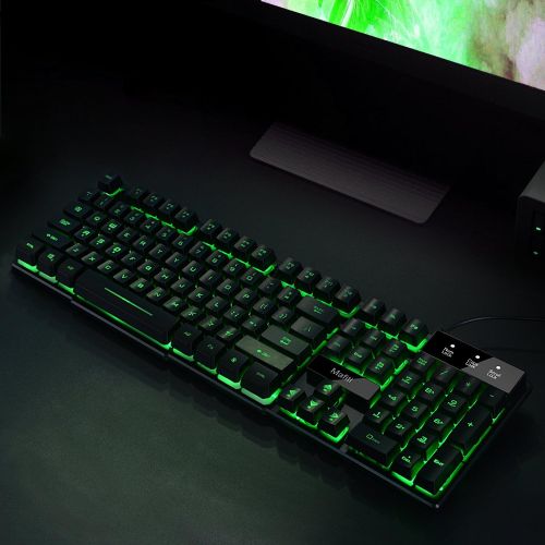  [아마존베스트]Mafiti RK100 3 Color LED Backlit Gaming Keyboard USB Wired Multimedia Mechanical Feel Keyboard for Primer Gaming Office