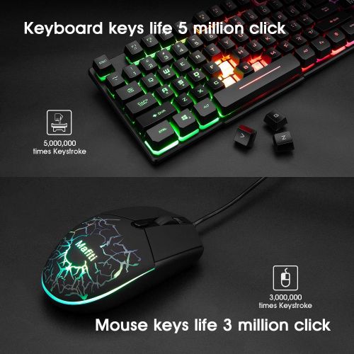  [아마존베스트]Mafiti Wired Gaming Keyboard Mouse Combo USB Backlit LED Keyboards RGB Mice 3200DPI Compatible with PC Laptop Desktop Computer for Business Office