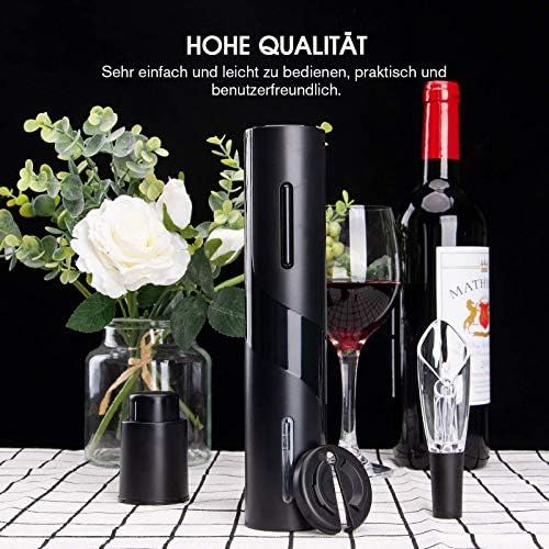  [아마존베스트]Mafiti Electric Wine Bottle Opener Kit, Electric Corkscrew, Automatic Bottle Opener, Cordless Wine Opener, Wine Bottle Opener Set Includes Foil Cutter, Wine Pourer and Vacuum Wine Stopper