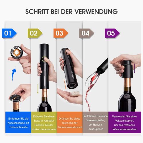  [아마존베스트]Mafiti Electric Wine Bottle Opener Kit, Electric Corkscrew, Automatic Bottle Opener, Cordless Wine Opener, Wine Bottle Opener Set Includes Foil Cutter, Wine Pourer and Vacuum Wine Stopper