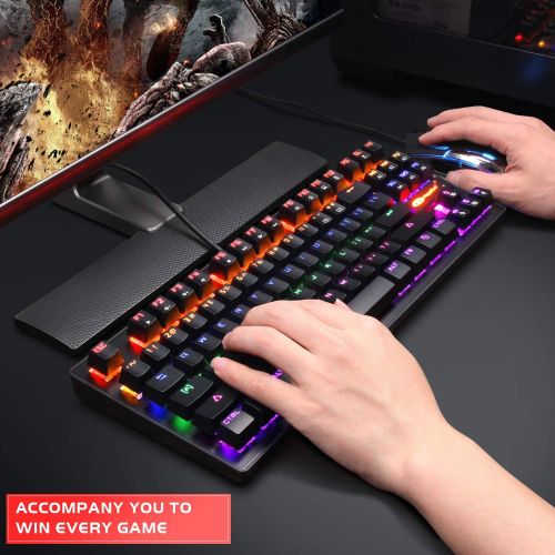  [아마존 핫딜] MageGee Mechanical Keyboard 87 Keys Small Compact Multicolour LED Backlit - MK1 Wired USB Gaming Keyboard with Blue Switches, 100% Anti-Ghosting, Metal Construction, Water Resistant for Wi