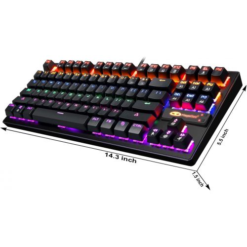  [아마존 핫딜] MageGee Mechanical Keyboard 87 Keys Small Compact Multicolour LED Backlit - MK1 Wired USB Gaming Keyboard with Blue Switches, 100% Anti-Ghosting, Metal Construction, Water Resistant for Wi