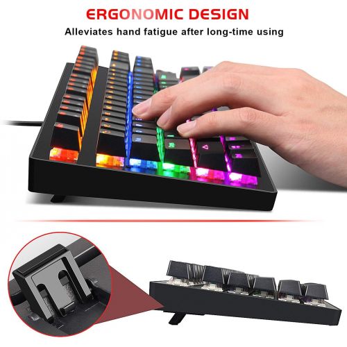  [아마존 핫딜] MageGee Mechanical Keyboard 87 Keys Small Compact Multicolour LED Backlit - MK1 Wired USB Gaming Keyboard with Blue Switches, 100% Anti-Ghosting, Metal Construction, Water Resistant for Wi