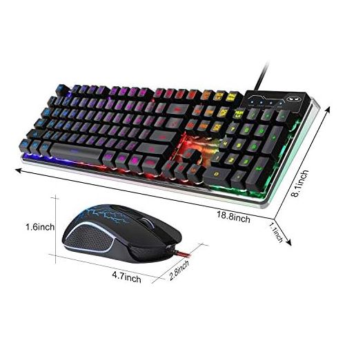  MageGee Gaming Keyboard and Mouse Combo, K1 LED Rainbow Backlit Keyboard with 104 Key Computer PC Gaming Keyboard for PC/Laptop