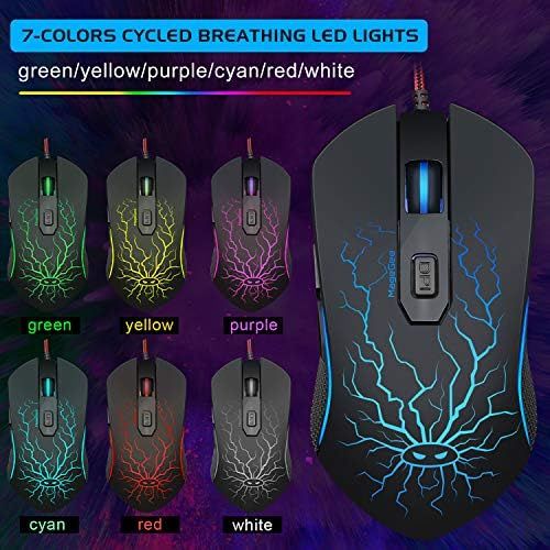  MageGee Gaming Keyboard and Mouse Combo, K1 LED Rainbow Backlit Keyboard with 104 Key Computer PC Gaming Keyboard for PC/Laptop