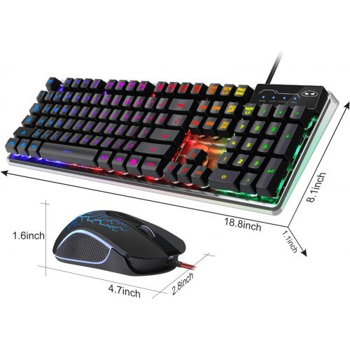  MageGee Gaming Keyboard and Mouse Combo, K1 LED Rainbow Backlit Keyboard with 104 Key Computer PC Gaming Keyboard for PC/Laptop