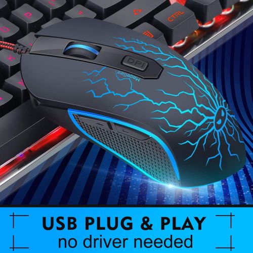  MageGee Gaming Keyboard and Mouse Combo, K1 LED Rainbow Backlit Keyboard with 104 Key Computer PC Gaming Keyboard for PC/Laptop