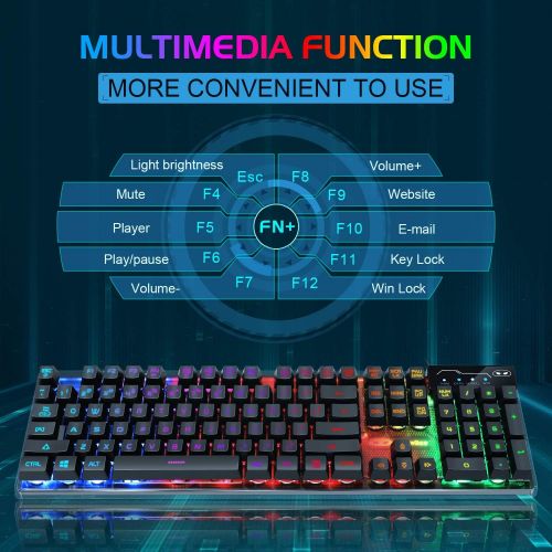  MageGee Gaming Keyboard and Mouse Combo, K1 LED Rainbow Backlit Keyboard with 104 Key Computer PC Gaming Keyboard for PC/Laptop