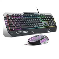 MageGee PC Gaming Keyboard and Mouse Combo, GT817 LED Rainbow Backlit USB Keyboard and Mouse Set,Gaming Mouse and Keyboard 104 Key Computer PC Gaming Keyboard with Wrist Rest-Black
