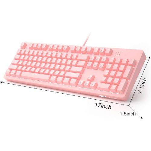  MageGee Detachable Keycap Gaming Keyboard,DIY Armor Backlight Splash-Proof Mechanical Keyboard for Computer PC Laptop Game(Pink Red Switches)