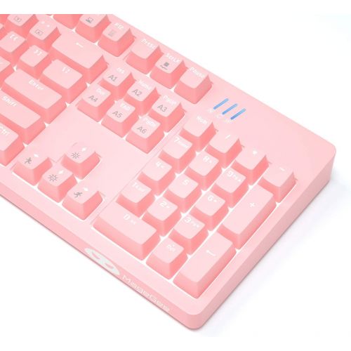  MageGee Detachable Keycap Gaming Keyboard,DIY Armor Backlight Splash-Proof Mechanical Keyboard for Computer PC Laptop Game(Pink Red Switches)