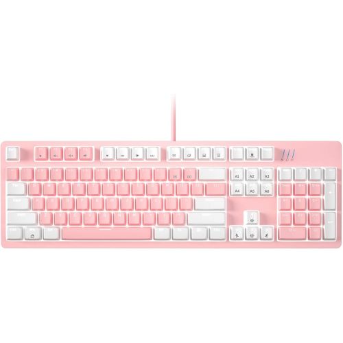  MageGee Detachable Keycap Gaming Keyboard,DIY Armor Backlight Splash-Proof Mechanical Keyboard for Computer PC Laptop Game(Pink Red Switches)