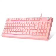 MageGee GT698 TKL Gaming Keyboard, 89 Keys RGB Rainbow Backlit Computer Keyboard, Anti-Ghosting USB Wired Gaming Keyboard for Windows Gaming PC Laptop (Pink)