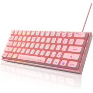 MageGee TS91 Mini 60% Gaming/Office Keyboard,Waterproof Keycap Type Wired RGB Backlit Compact Computer Keyboard for Windows/Mac/Laptop (Pink)