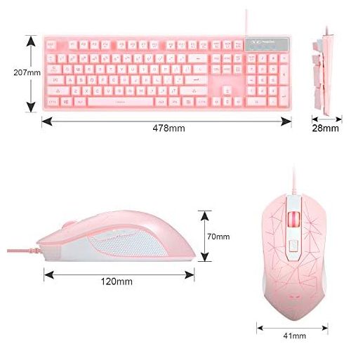  MageGee Gaming Keyboard and Mouse Combo, K1 7 Colors LED Backlit Keyboard with 104 Keys Computer PC Gaming Keyboard for PC/Laptop