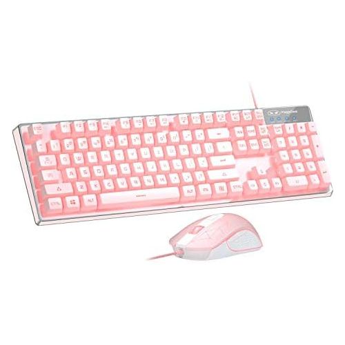  MageGee Gaming Keyboard and Mouse Combo, K1 7 Colors LED Backlit Keyboard with 104 Keys Computer PC Gaming Keyboard for PC/Laptop