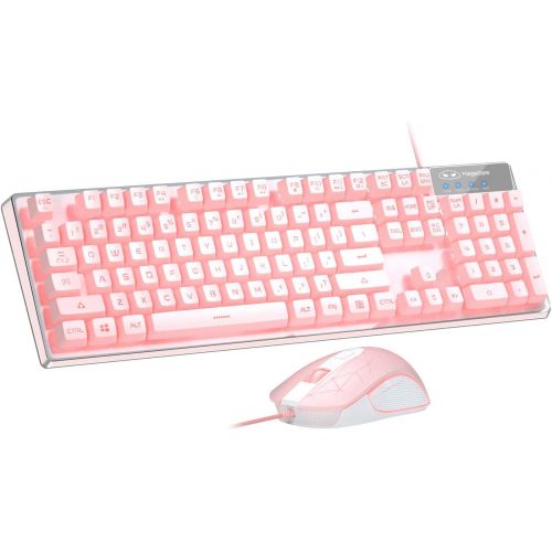  MageGee Gaming Keyboard and Mouse Combo, K1 7 Colors LED Backlit Keyboard with 104 Keys Computer PC Gaming Keyboard for PC/Laptop