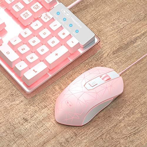  MageGee Gaming Keyboard and Mouse Combo, K1 7 Colors LED Backlit Keyboard with 104 Keys Computer PC Gaming Keyboard for PC/Laptop