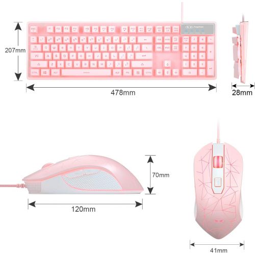  MageGee Gaming Keyboard and Mouse Combo, K1 7 Colors LED Backlit Keyboard with 104 Keys Computer PC Gaming Keyboard for PC/Laptop