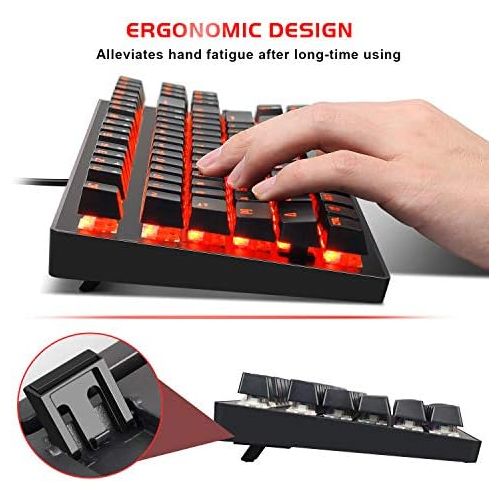  MageGee Mechanical Gaming Keyboard and Mouse Combo & Large Mouse Pad,Mechanical Keyboard 87 Keys Small Compact LED Backlit - MK1 Wired USB Gaming Keyboard with Blue Switches, for Windows