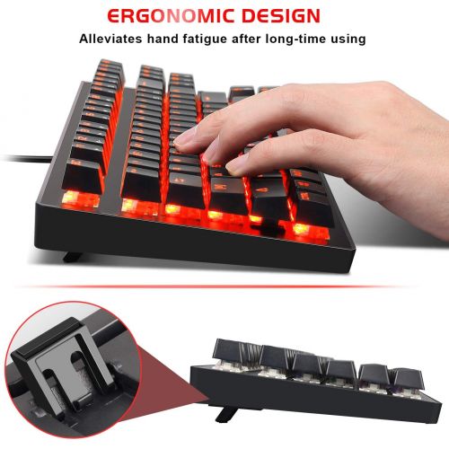  MageGee Mechanical Gaming Keyboard and Mouse Combo & Large Mouse Pad,Mechanical Keyboard 87 Keys Small Compact LED Backlit - MK1 Wired USB Gaming Keyboard with Blue Switches, for Windows