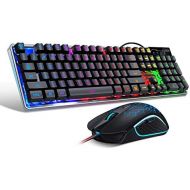 [아마존베스트]MageGee Gaming Keyboard and Mouse Combo, K1 LED Rainbow Backlit Keyboard with 104 Key Computer PC Gaming Keyboard for PC/Laptop