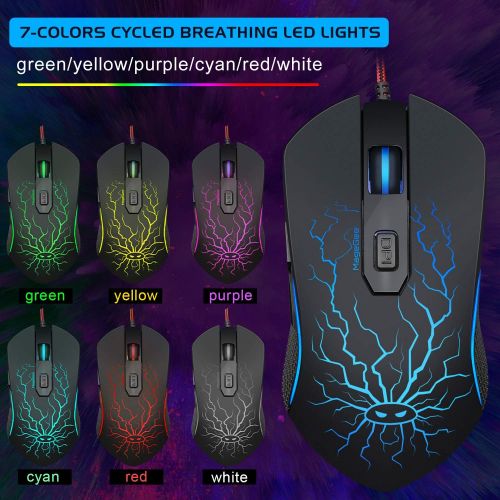  [아마존베스트]MageGee Gaming Keyboard and Mouse Combo, K1 LED Rainbow Backlit Keyboard with 104 Key Computer PC Gaming Keyboard for PC/Laptop