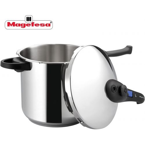  Magefesa Favorit Super-Fast and Easy To Use pressure cooker, 18/10 stainless steel, suitable for all types of cooktops, including induction, excellent heat distribution Qt 6.4