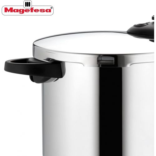  Magefesa Favorit Super-Fast and Easy To Use pressure cooker, 18/10 stainless steel, suitable for all types of cooktops, including induction, excellent heat distribution Qt 6.4