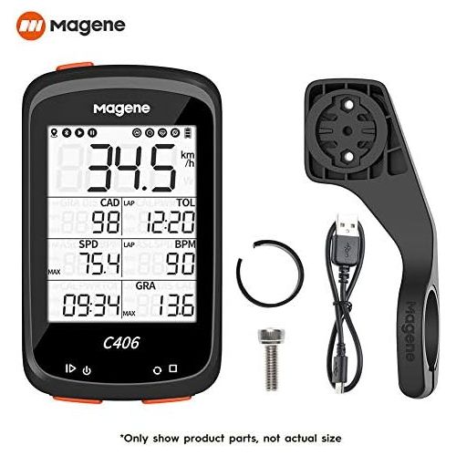  Magene C406 Bike Computer with Holder, Waterproof GPS Cycling Computer, Wireless Smart Road Bicycle Monitor, 2.5 Inch LCD Screen