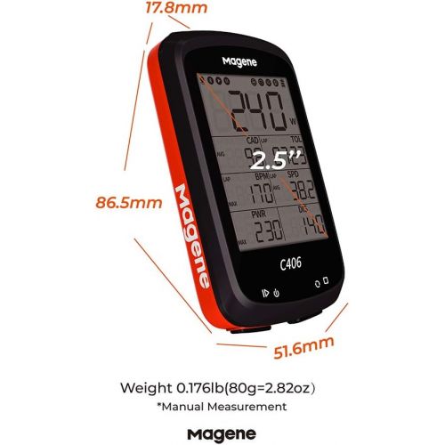  Magene C406 Bike Computer with Holder, Waterproof GPS Cycling Computer, Wireless Smart Road Bicycle Monitor, 2.5 Inch LCD Screen