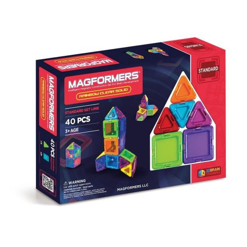  Magformers Solids Clear Rainbow 40pc Set