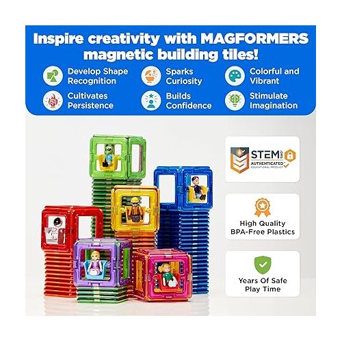  MAGFORMERS Girl Character 6 Pieces Add on, Rainbow Colors, Educational Magnetic Geometric shapes tiles Building STEM Toy Set Ages 3+