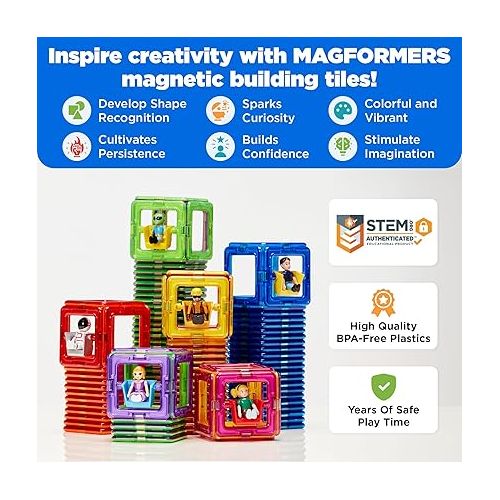  MAGFORMERS Princess Character 6 Pieces Add on, Rainbow Colors, Educational Magnetic Geometric shapes tiles Building STEM Toy Set Ages 3+