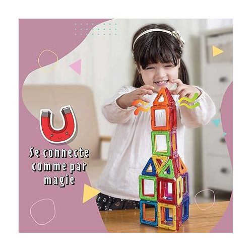 Magformers Basic Set (62-pieces) Magnetic Building Blocks, Educational Magnetic Tiles, Magnetic Building STEM Toy, Multi-colored, Model Number: 63070