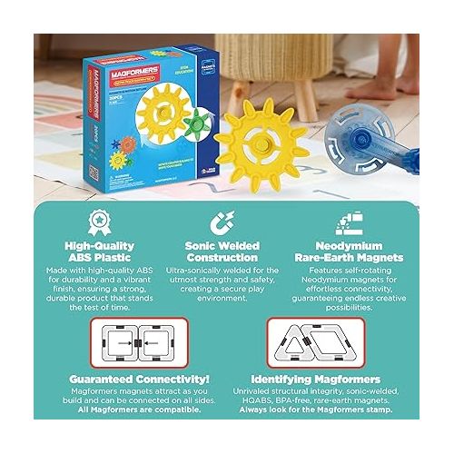  Magformers Magnets in Motion Accessory (20-pieces) Set Magnetic Building Blocks, Educational Magnetic Tiles Kit , Magnetic Construction STEM gear Toy Set