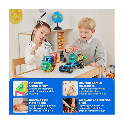  Magformers Magnets in Motion Accessory (20-pieces) Set Magnetic Building Blocks, Educational Magnetic Tiles Kit , Magnetic Construction STEM gear Toy Set