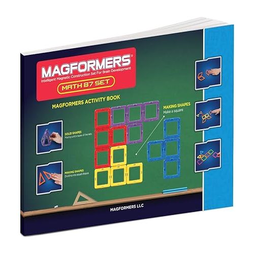  Magformers Math 87 Pieces, Rainbow colors, Educational Magnetic Geometric shapes tiles Building STEM Toy Set Ages 6+