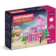 MAGFORMERS Sweet House 64 Pieces Pink and Purple Colors, Educational Magnetic Geometric Shapes Tiles Building STEM Toy Set Ages 3+
