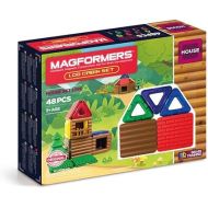 MAGFORMERS Log Cabin 48 Pieces Rainbow Colors, Educational Magnetic Geometric Shapes Tiles Building STEM Toy Set Ages 3+