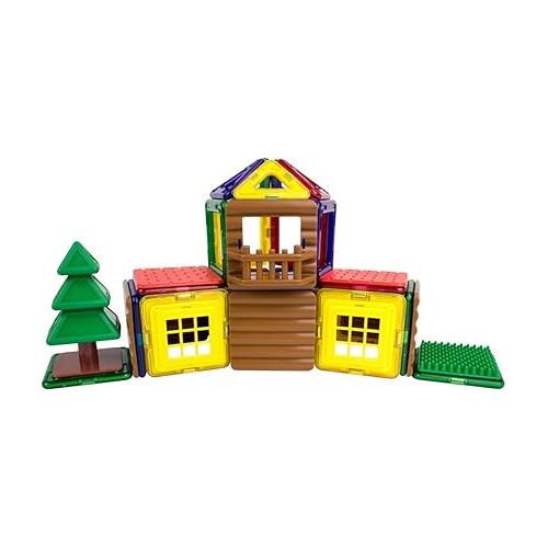  MAGFORMERS Log Cabin 48 Pieces Rainbow Colors, Educational Magnetic Geometric shapes tiles Building STEM Toy Set Ages 3+