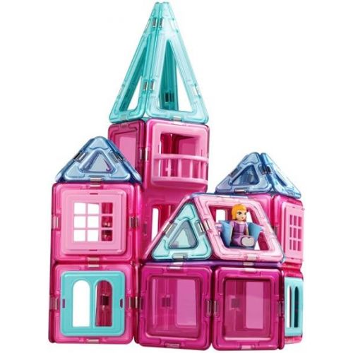  MAGFORMERS Princess Castle 78 Pieces Pink and Purple Colors, Educational Magnetic Geometric Shapes Tiles Building STEM Toy Set Ages 3+