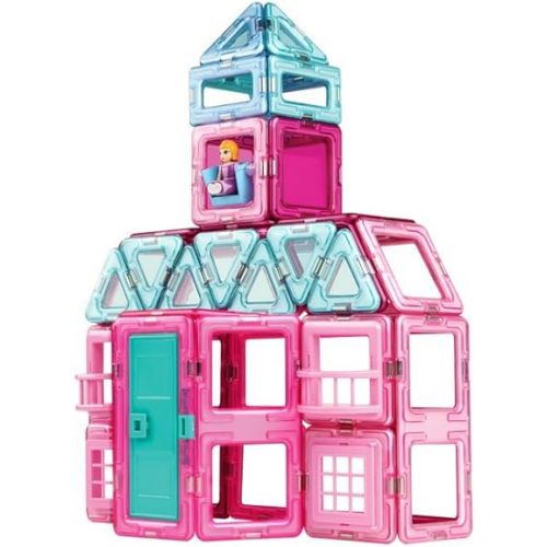  MAGFORMERS Princess Castle 78 Pieces Pink and Purple Colors, Educational Magnetic Geometric Shapes Tiles Building STEM Toy Set Ages 3+