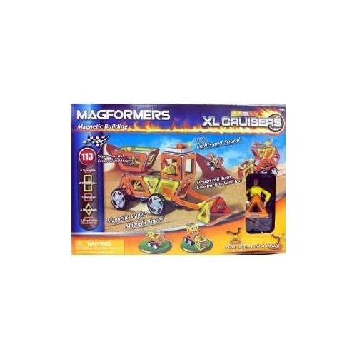  Magformers XL Cruisers Construction Set (37-Pieces) Magnetic Building Blocks, Educational Magnetic Tiles Kit, Magnetic Construction STEM Set Includes Wheels